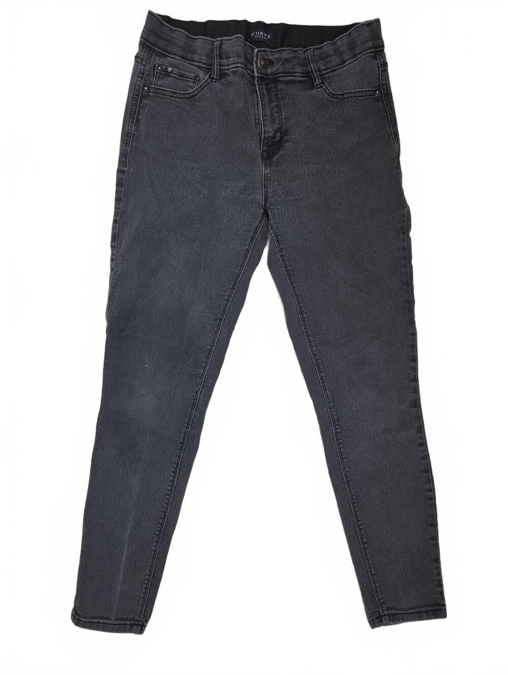Curve Appeal Dark Grey Washed Black Stretch Skinny Jeans Womens Size 8 29
